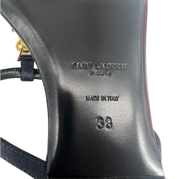 Yves Saint Laurent Navy Blue Sandals with Gold Accents - Picture 14 of 15